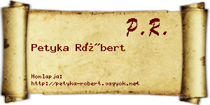 Petyka Róbert névjegykártya